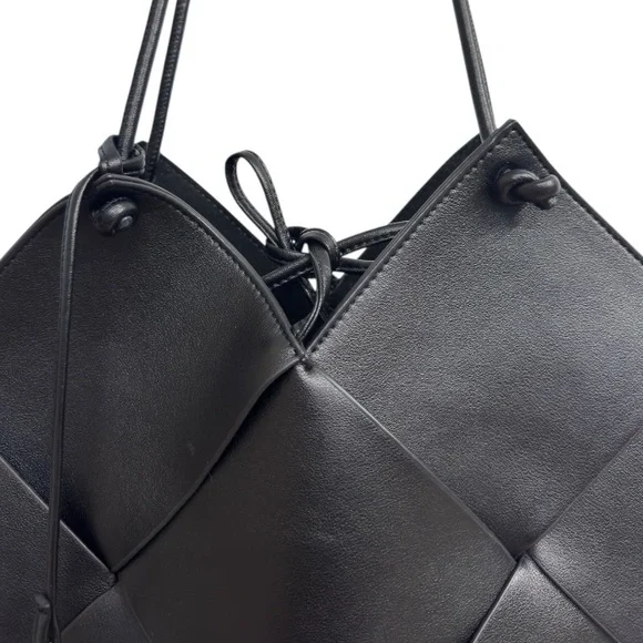 Bob Ore Black Contexture Leather Tote With Removable Suede Compartment Bag - Picture 3 of 15